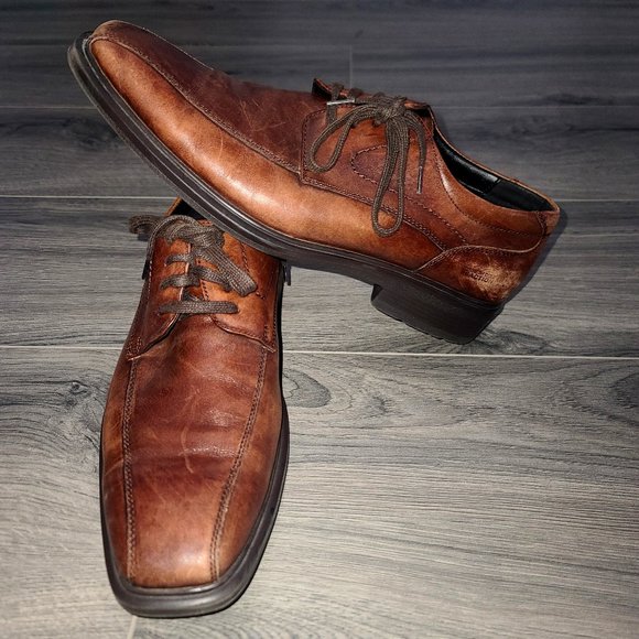 Kenneth Cole Reaction men 10.5M Brown Leather lace up Shoes Oxfords - Picture 1 of 7